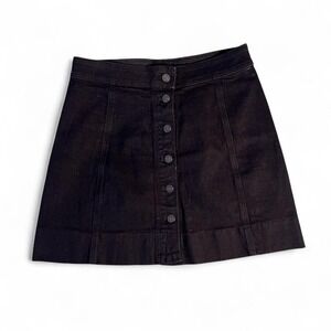 J.Crew Black Denim Button-Front A-Line Skirt Size 4